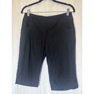 TRIBAL elastic waist pull on womens size 8 stretch Black capri pants P23‎